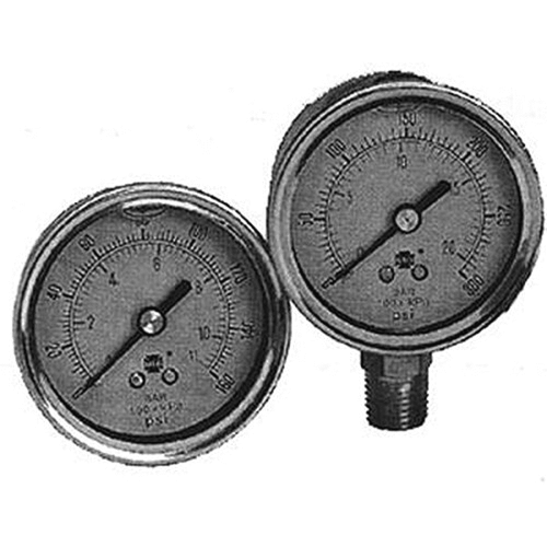 Liquid Filled Stainless Steel Pressure Gauge; 2.5", 0-60 psi, 1/4" MIP Lower Mount