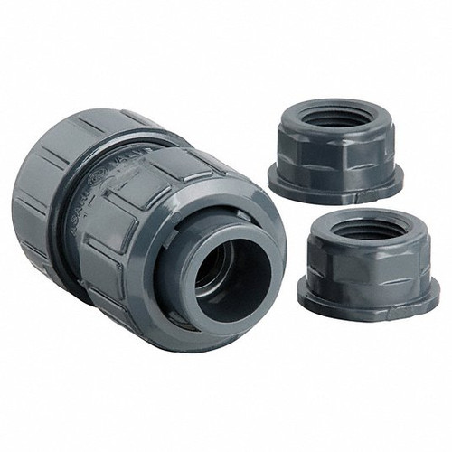 ASAHI Ball Check Valve: Single Flow, Inline Ball, PVC, 1/2 in Pipe/Tube Size, Socket x Socket, EPDM