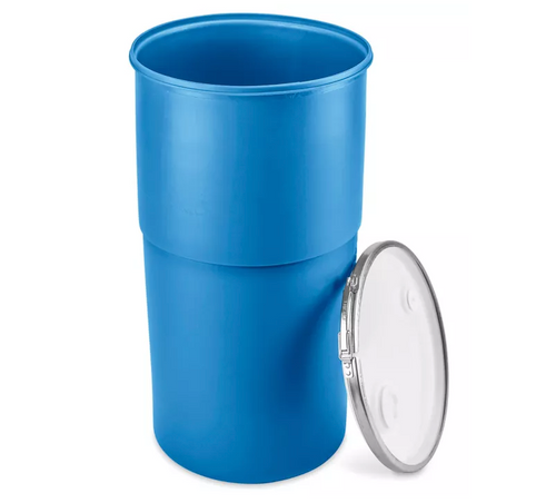 Plastic Drum with Lid - 15 Gallon, Open Top, Blue