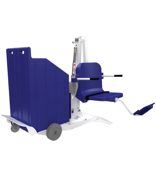 Portable ADA Access Lift - Portable Pro Pool 2, Concrete Weight Plates, White w/Blue Plastics