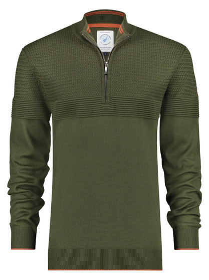 Mock zip sweater green