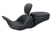 Mustang Lowdown Standard Touring Solo Seat w/ Driver Backrest: 2008+ Harley-Davidson Touring Models