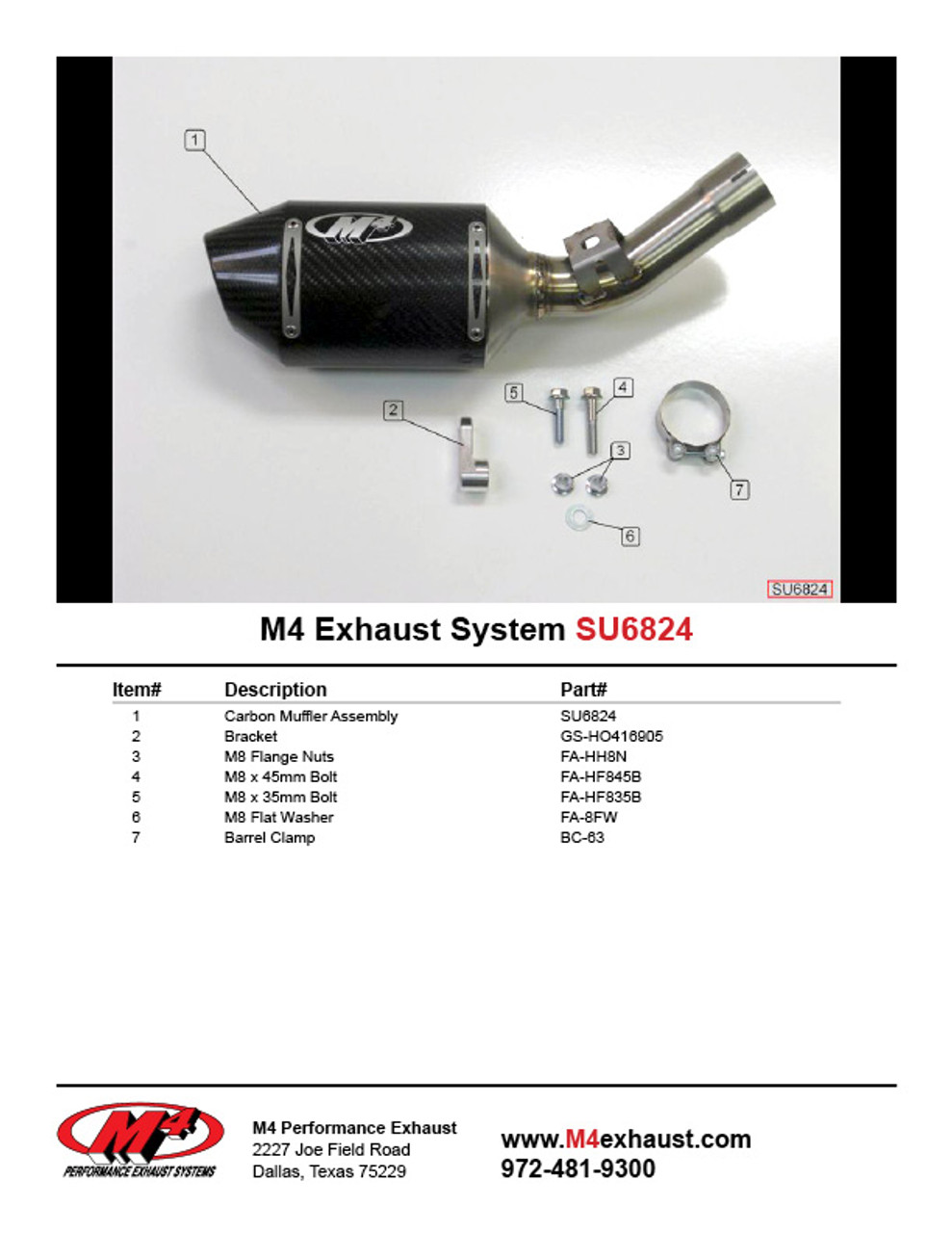 M4 Slip On Exhaust Muffler & OEM Headers Cat Pipe 2011-2022 Suzuki GSXR 600  750