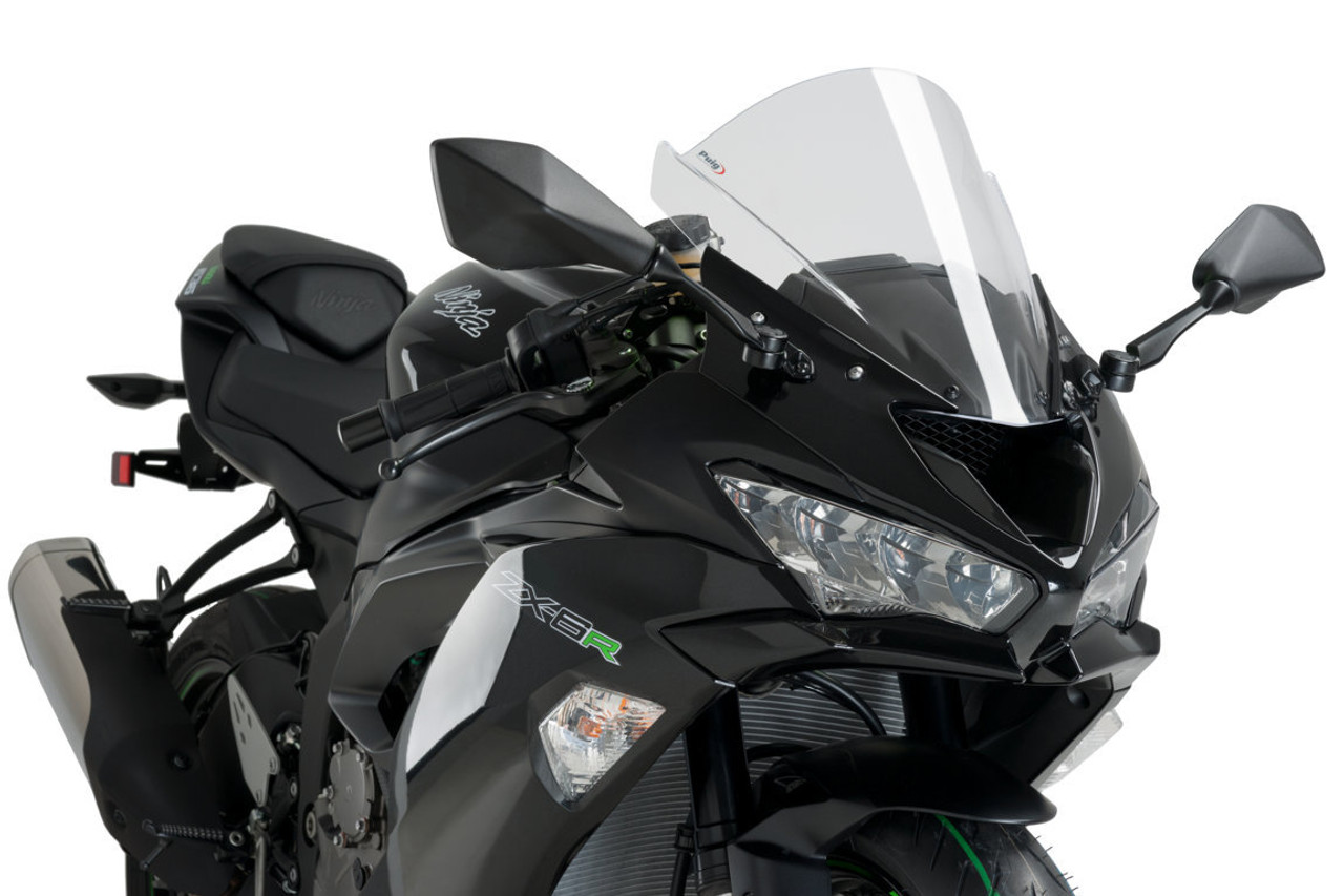 のには Puig Z Racing Windscreen: 2019 Kawasaki ZX-6R - MotoMummy