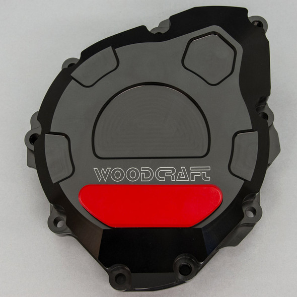 Woodcraft LHS Stator Cover: 99-22 Suzuki GSXR 1300 (Hayabusa) & 08-12 B-King - Red Pad