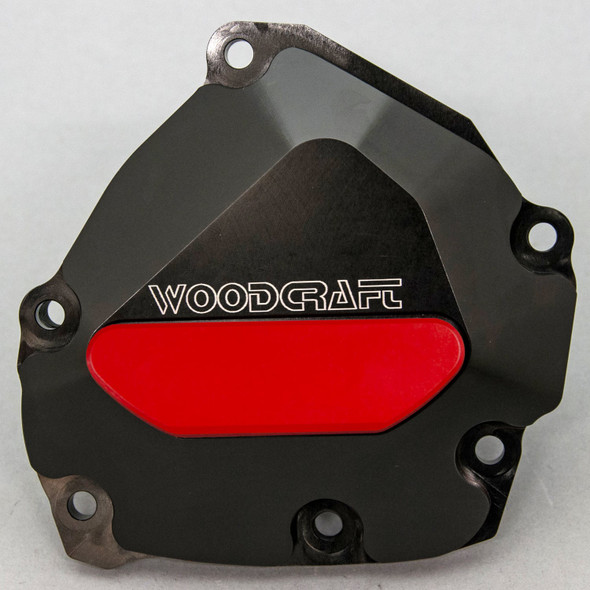 Woodcraft RHS Oil Pump/Ignition Trigger Cover: 09-14 Yamaha R1 - Red Pad