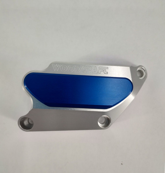 Woodcraft Stainless Steel Clutch Cover Protector: 06-25 Suzuki GSX-R 600/750 - Blue Pad