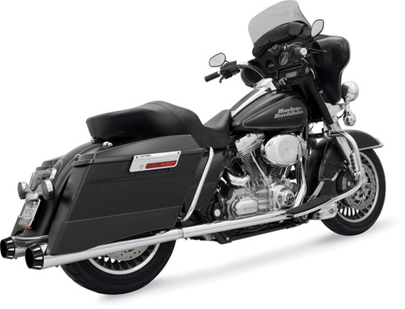 Bassani Xhaust +P Stepped True-Dual Power Curve Exhaust System: 1995-2008 Harley-Davidson FL Models - Chrome/Black - 1F46R