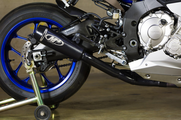 M4 15-26 Yamaha R1 GP2 Cat Eliminator Slip-On Exhaust - Black Canister