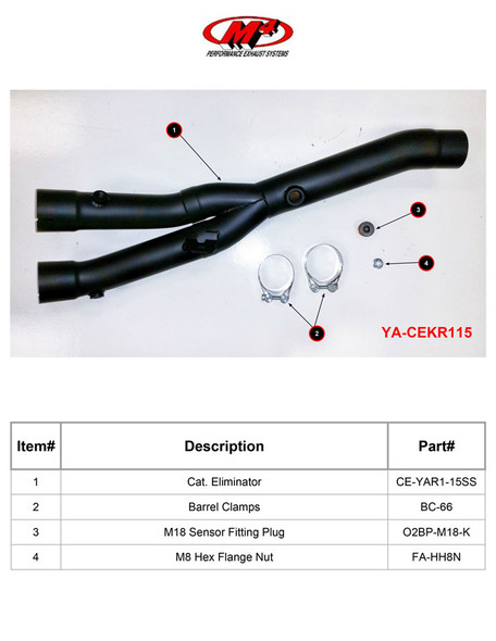 M4 15-26 Yamaha R1 Cat Eliminator Kit - Black