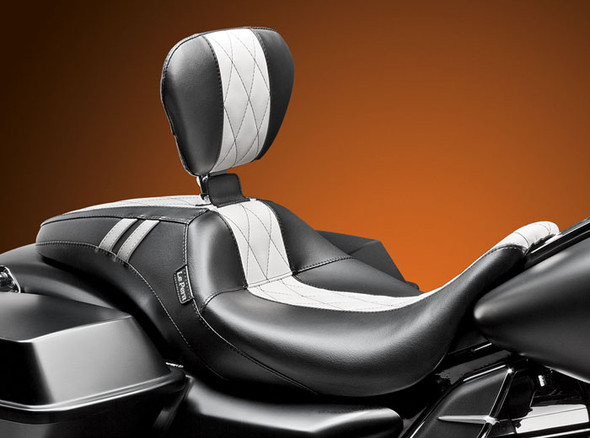 Le Pera Outcast GT White Bel Air Diamond Seating Backrest: 2008+ Harley-Davidson Touring Models