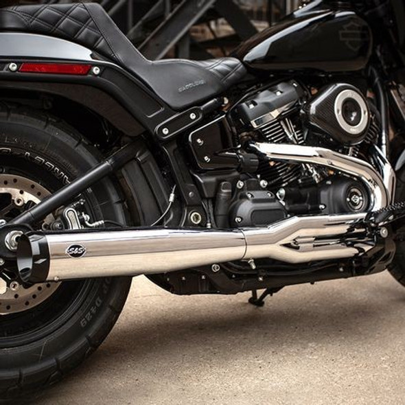 S&S Cycle SuperStreet 2-1 Exhaust System: 2018+ Harley-Davidson Softail Models - Chrome w/ Black Endcap