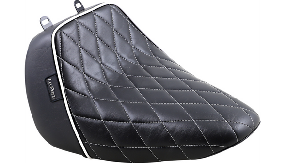 Le Pera Bare Bones Solo White Diamond Seat: 2018+ Harley-Davidson Softail FLFB Models
