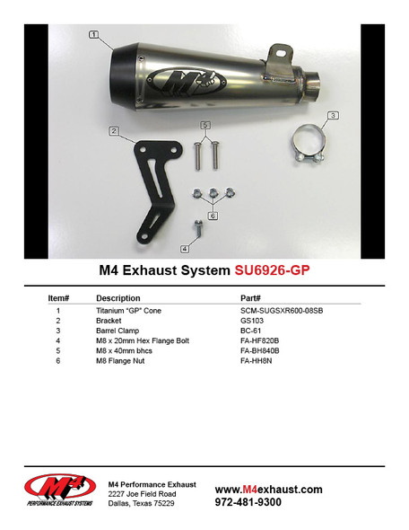 M4 GP Slip-On Exhaust: 2008-2010 Suzuki GSXR 600/750 Models - Titanium Canister