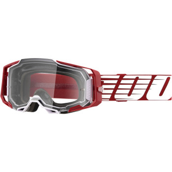 100% Armega Goggles - Oversized Deep Red - Clear Lens