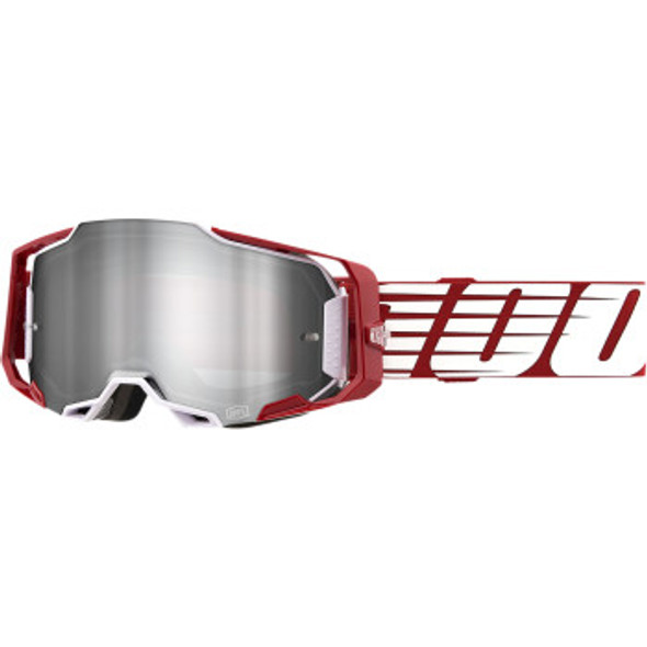 100% Armega Goggles - Oversized Deep Red - Flash Silver Lens