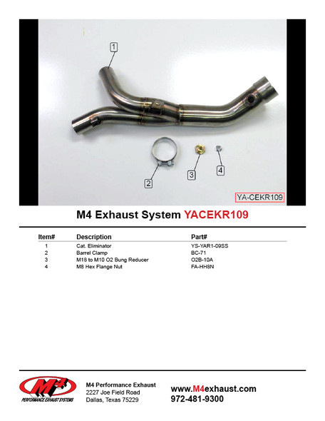 M4 09-14 Yamaha R1 Cat Eliminator Kit