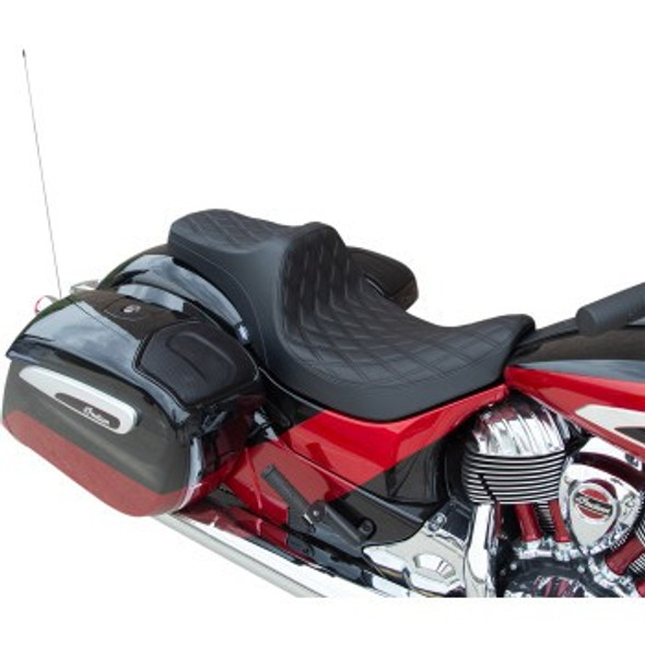 Drag Specialties Vinyl Double Diamond Predator III Seat: 14-21 Indian Chief/Chieftain/Roadmaster/Springfield Models