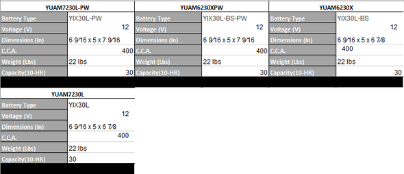YUASA Absorbent Glass Mat (AGM) Battery - YIX