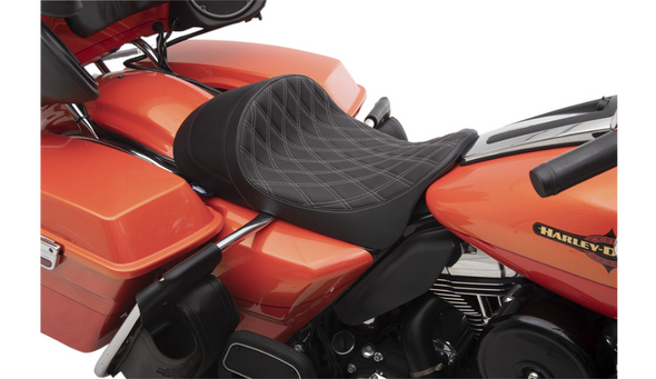 Drag Specialties Forward Low-Profile Double Diamond Solo Seat: 08-21 Harley-Davidson Touring Models