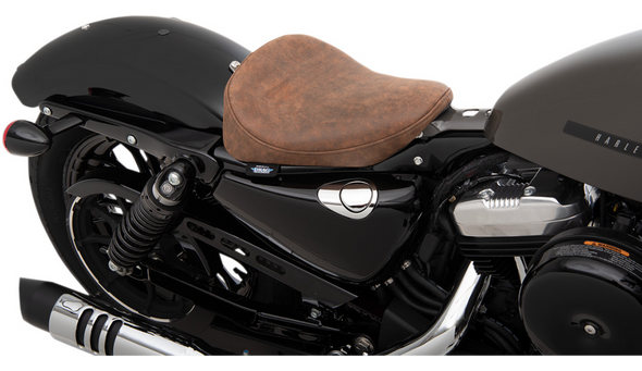 Drag Specialties Bobber Solo Brown Leather Seat: 10-21 Harley-Davidson Sportster Models