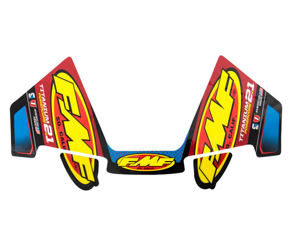 FMF Titanium Powercore 2.1 Exhaust Replacement Decal - Red/Blue/Yellow