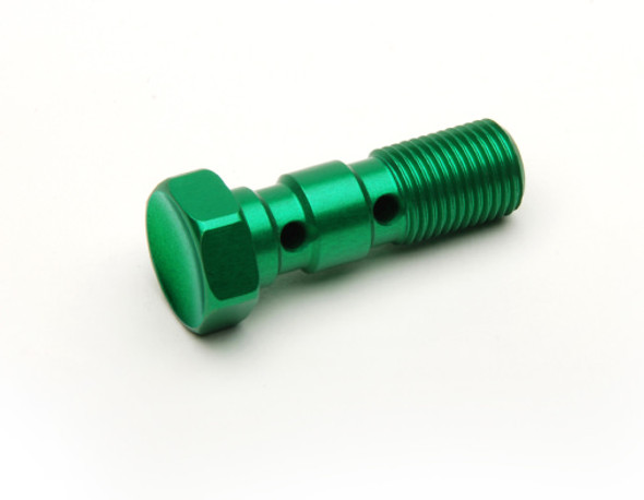 Spiegler Anodized Aluminum Double Banjo Bolt - Universal - M10x1.00 - 14mm - Green