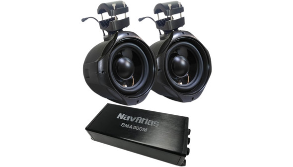 Navatlas 8" Passive Roll-Cage Subwoofer and BMA500M Class D Monoblock - Black