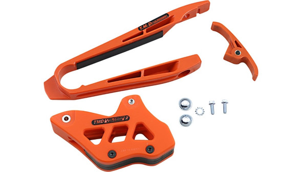 T.M. Designworks Chain Guide and Slider Kit:  DCK-ORK-OR - KTM Models - Orange