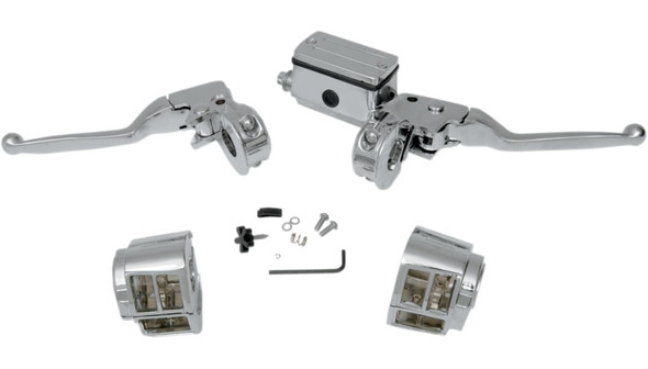Drag Specialties Handlebar Control Kit w/o Switches: Harley-Davidson Models - Chrome - 5/8" Master Cylinder