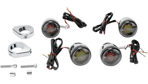 Drag Specialties Custom Deuce-Style LED Turn Signal Kit - Red/Smoke