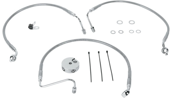 Drag Specialties Stainless Steel Front (Lower/Upper) Brake Line Kit: 2004-2008 Harley-Davidson XL Models - Stainless Steel