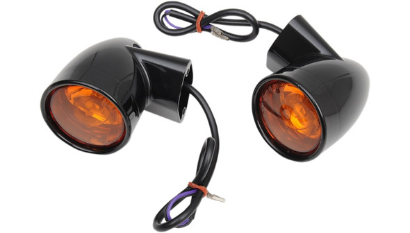 Drag Specialties Bullet-Style Turn Signal Lights: 1999-2022 Harley-Davidson FL Models - Amber Lens