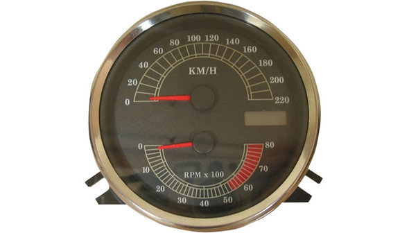 Drag Specialties Electric Speedometer/Tachometer: 1996-2003 Harley-Davidson FL/FX Models - Stock - 220 kph/8000 rpm