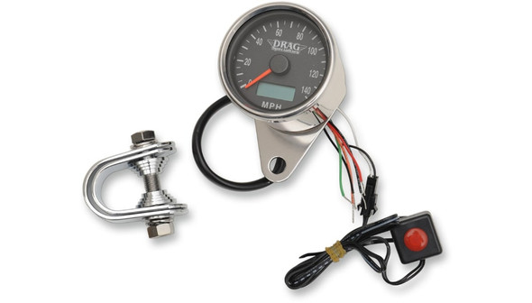 Drag Specialties 2.4" MPH Programmable Mini Electronic Speedometer with Odometer/Tripmeter: 1986-2003 Harley-Davidson Models