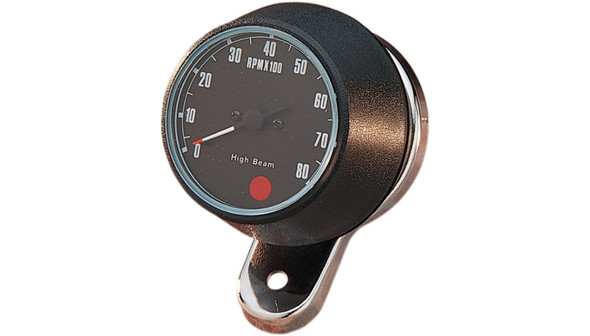 Drag Specialties 8000 RPM Tachometer: 1974-1980 Harley-Davidson XL Models - Black