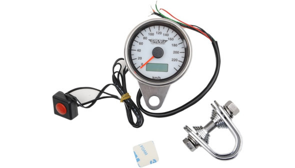 Drag Specialties 2.4" KPH Programmable Mini Electronic Speedometer with Odometer/Tripmeter: 1986-2003 Harley-Davidson Models