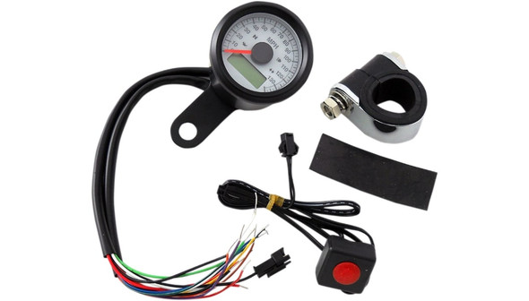 Drag Specialties 1-7/8" Programmable Imperial Speedometer with Indicator Lights: 1986-2003 Harley-Davidson Models - 120 mph