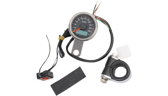 Drag Specialties Programmable Mini Electronic 1.87" KPH Speedometer with Odometer/Tripmeter: 1986-2003 Harley-Davidson Models
