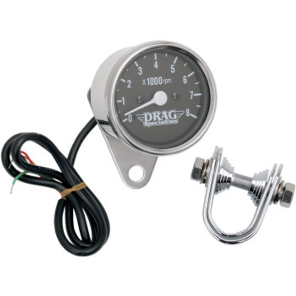 Drag Specialties 2.4" Mini Electronic Tachometer: 1986-2003 Harley-Davidson Models - Stainless Steel Housing