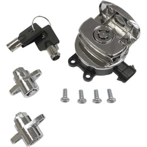 Drag Specialties Side Hinge Ignition Switch with Saddlebag Lock: 2014-2023 Road King Models