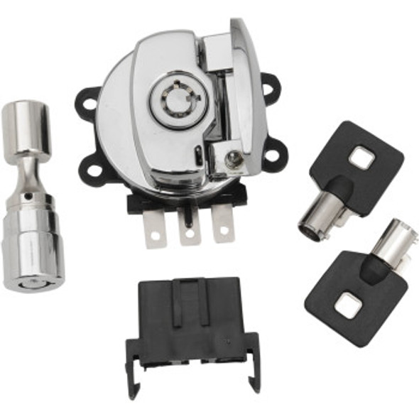 Drag Specialties Side Hinge Ignition Switch with Fork Lock: 1996-2010 Harley-Davidson FL/FX Models