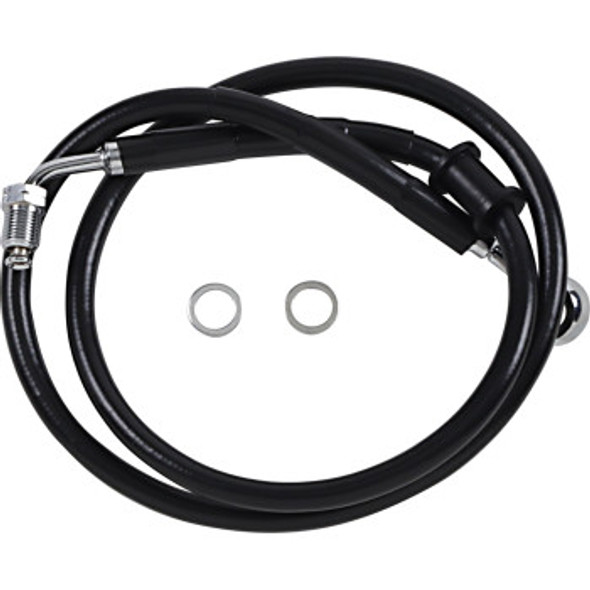 Drag Specialties Extended Length Stainless Steel Brake Line: 2018-2022 Harley-Davidson FL Models - Black