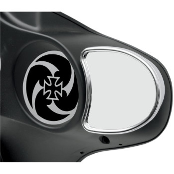 Drag Specialties Half Moon Fairing Mount Mirrors: 1996-2013 Harley-Davidson FL Models - Side View without Blind Spot - Chrome