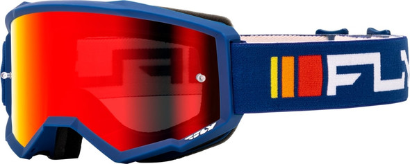 Fly Racing Youth Zone Goggle - 2024 Model - Navy/White - Red Mirror/Smoke Lens