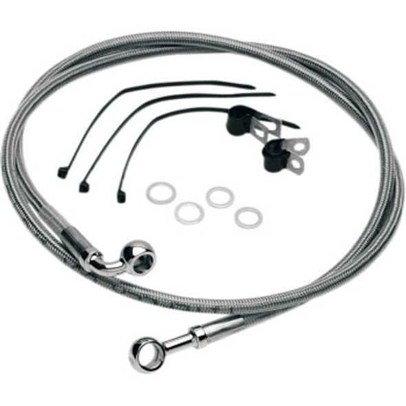 Drag Specialties Front Brake Line Kit: 1984-2005 Harley-Davidson FX Models - Stainless Steel - Front (Upper)