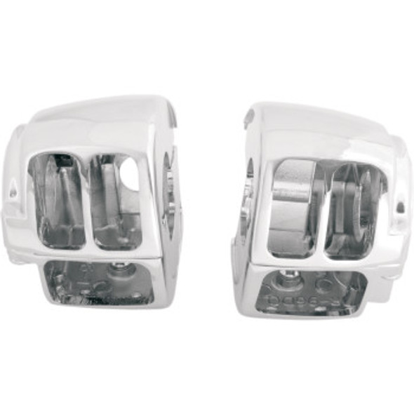 Drag Specialties Handlebar Switch Housing Kit: 2008-2013 Harley-Davidson FL Models - Standard - Chrome