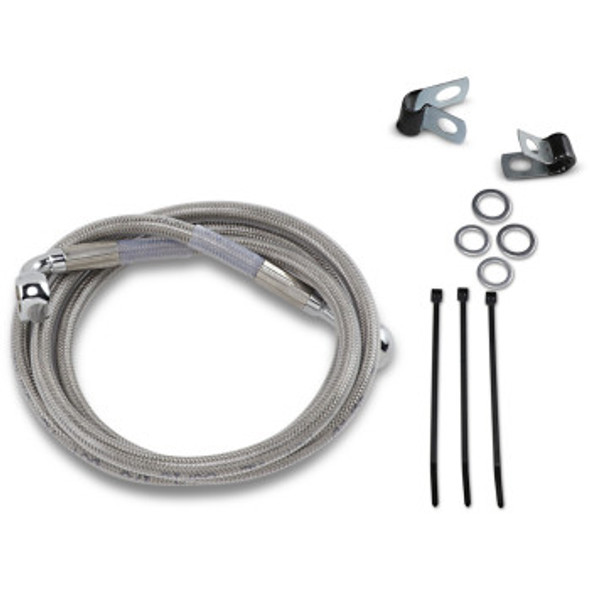 HEL OEM Replacement Braided Brake Line w/ Stainless Steel Banjo Bolts:  2003-2004 Yamaha YZF-R6 - Black - MotoMummy