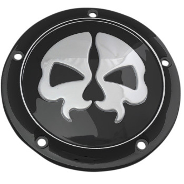 Drag Specialties Split Skull Derby Cover: 1999-2018 Harley-Davidson FX/FL Models - 5 Hole