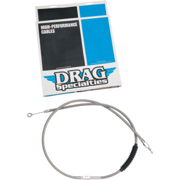 Drag Specialties High Efficiency Braided Clutch Cable: 2000-2006 Harley-Davidson FL/FX Models - Stainless Steel - 64.44"